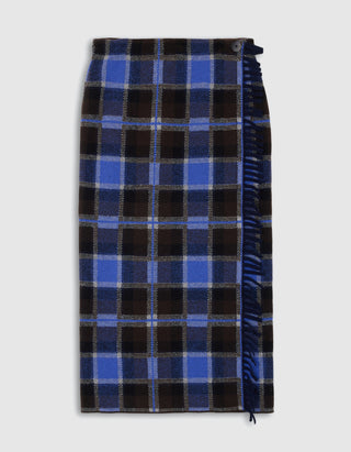 Wolle-Kaschmir Midi-Rock Tartan Wrap