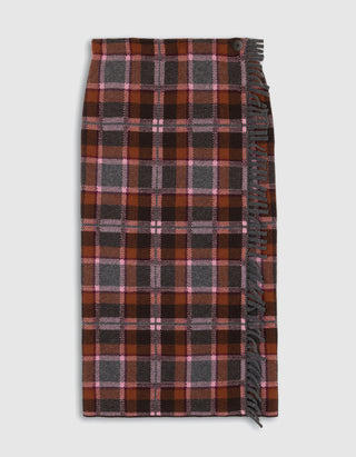 Wolle-Kaschmir Midi-Rock Tartan Wrap