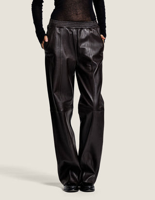 Barrel-Leg Lammleder-Hose Lucca mit elastischem Bund