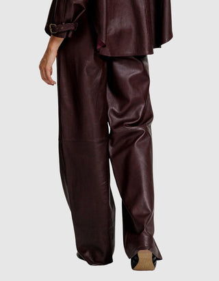 Barrel-Leg Lammleder-Hose Lucca mit elastischem Bund