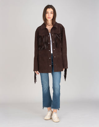 Veloursleder-Jacke Ginny mit Fransen