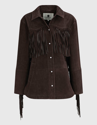 Veloursleder-Jacke Ginny mit Fransen