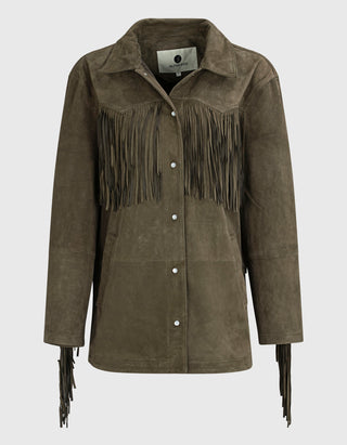 Veloursleder-Jacke Ginny mit Fransen