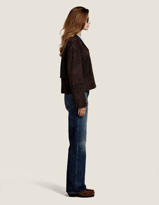 Veloursleder-Jacke Darcy mit Fransen