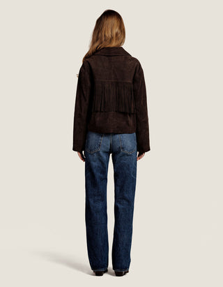 Veloursleder-Jacke Darcy mit Fransen