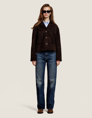 Veloursleder-Jacke Darcy mit Fransen