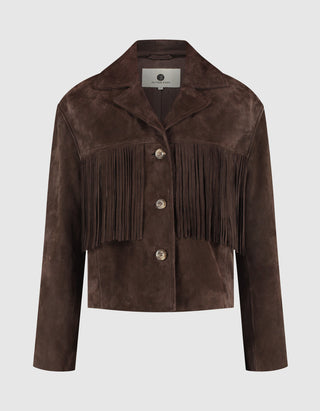 Veloursleder-Jacke Darcy mit Fransen