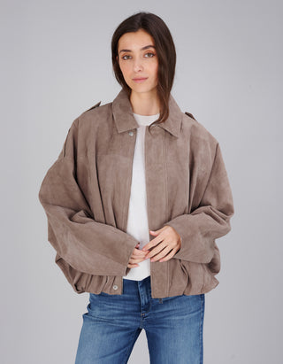 Oversize Veloursleder-Jacke Meghan