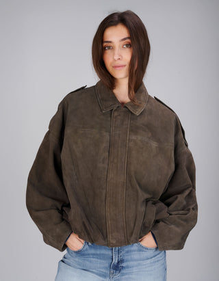 Oversize Veloursleder-Jacke Meghan