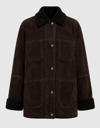 Veloursleder-Jacke Gabby mit Kordkragen