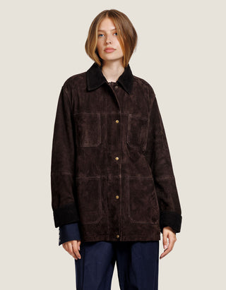 Veloursleder-Jacke Gabby mit Kordkragen