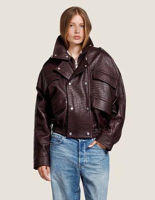Bomber-Lederjacke Holly im Vintagelook