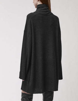 Oversize Fleece-Kleid mit Stehkragen