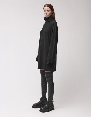 Oversize Fleece-Kleid mit Stehkragen