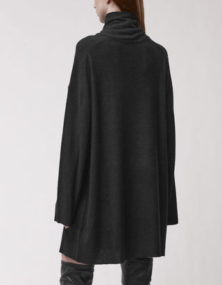 Oversize Fleece-Kleid mit Stehkragen