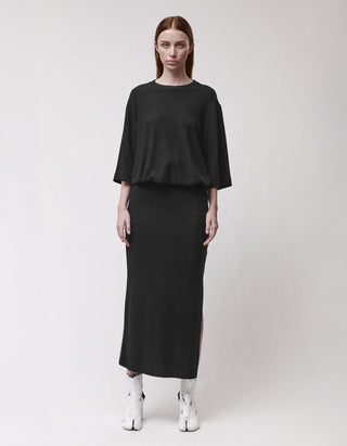 Fleece-Midi-Kleid mit Schlitz