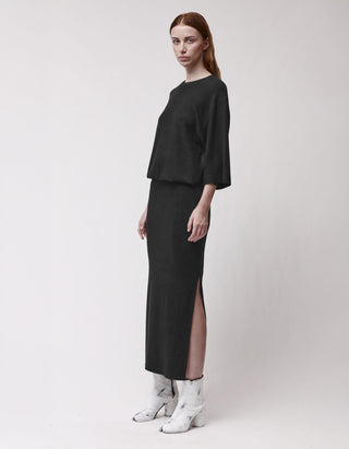 Fleece-Midi-Kleid mit Schlitz