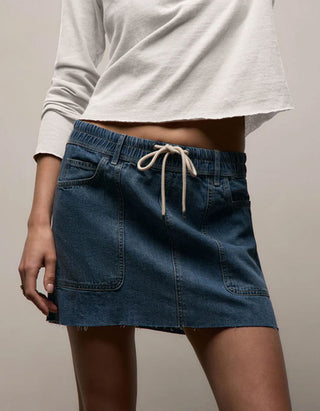 Jeans-Mini Rock mit Tunnelzug