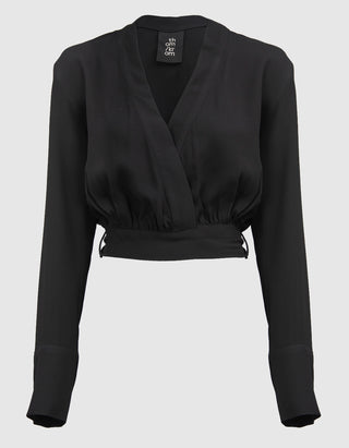 Wickelbluse mit Bindedetail