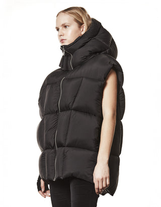 Oversize Puffer-Weste mit Kapuze