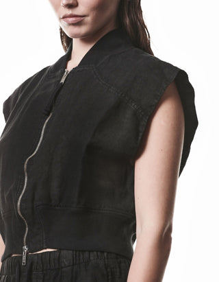 Cropped Leinen-Weste