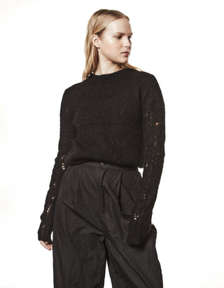 Alpaka-Mix Pullover mit Destroyed-Details