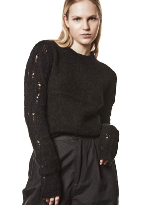 Alpaka-Mix Pullover mit Destroyed-Details