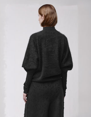 Fuzzy Kaschmir-Pullover mit Stehkragen