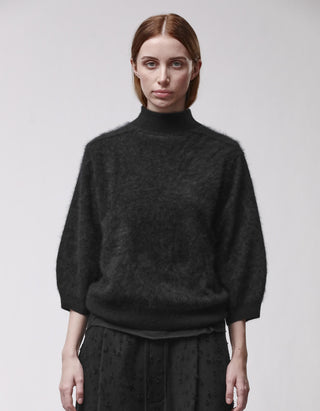 Fuzzy Kaschmir-Pullover mit Stehkragen