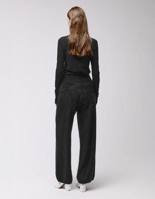 Fuzzy Kaschmir Wide-Leg Hose