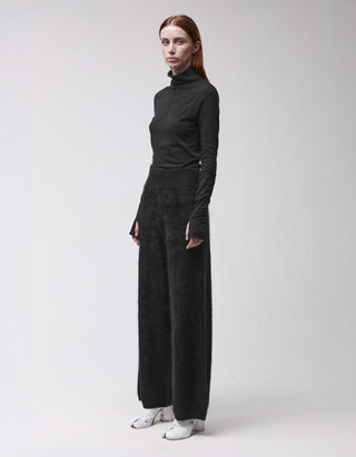 Fuzzy Kaschmir Wide-Leg Hose