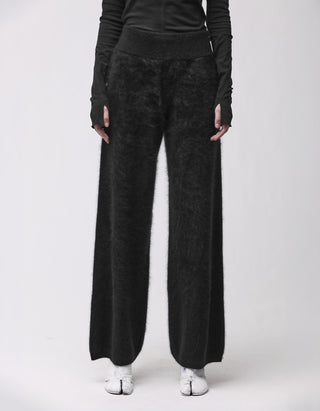 Fuzzy Kaschmir Wide-Leg Hose