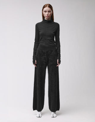 Fuzzy Kaschmir Wide-Leg Hose