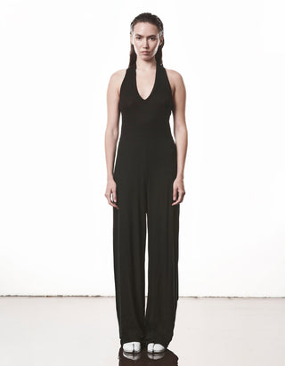 Gerippter Neckholder-Jumpsuit