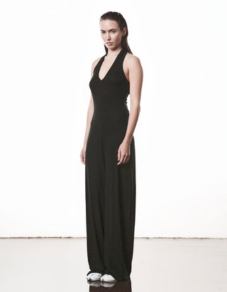 Gerippter Neckholder-Jumpsuit