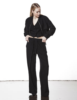 Woll-Wide-Leg Jogginghose mit Eingrifftaschen