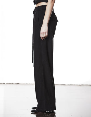 Woll-Wide-Leg Jogginghose mit Eingrifftaschen