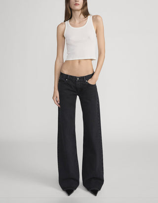 Geripptes Cropped-Tanktop The Ghost mit Seiden-Anteil