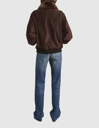Veloursleder-Jacke The Suede Oversized mit abnehmbarem Fell