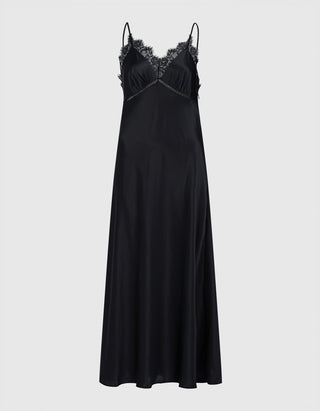 Midi Seiden-Kleid mit Spitzendetails