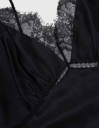 Midi Seiden-Kleid mit Spitzendetails