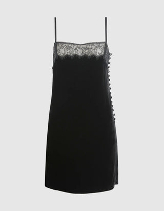 Samt Mini-Kleid mit Spitzendetails