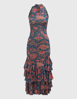 Gemustertes Layer-Look Midi-Dress