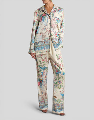 Gemusterte Hemdbluse aus Twill