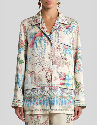 Gemusterte Hemdbluse aus Twill