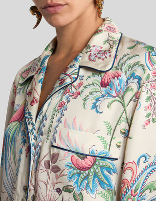 Gemusterte Hemdbluse aus Twill