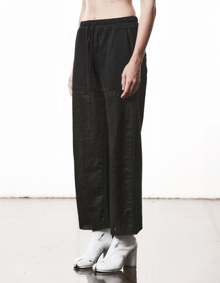 Cropped Straight-Leg Leinen-Mix Hose