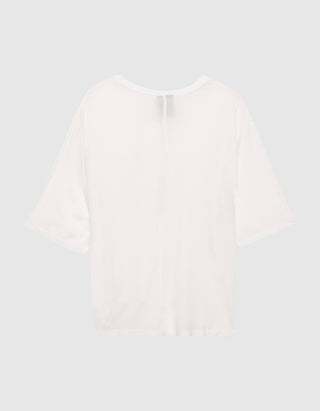 V-Neck T-Shirt Relaxed mit Seidenanteil