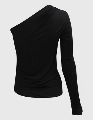 One Shoulder Longsleeve mit Raffung