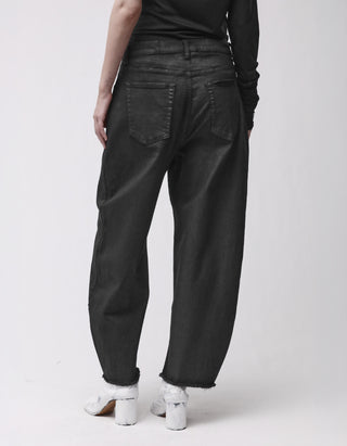 Coated Barrel-Leg Jeans